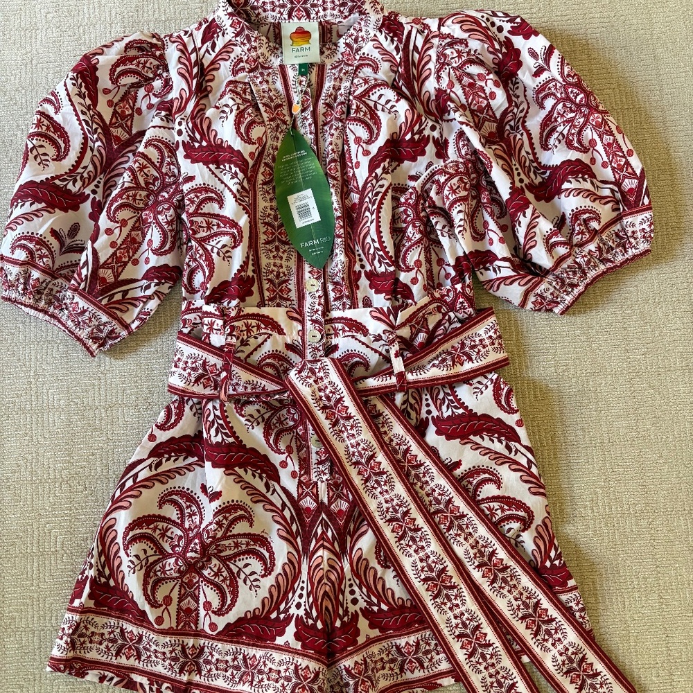 Farm Rio Off-White Tropical Cameo Organic Cotton Romper